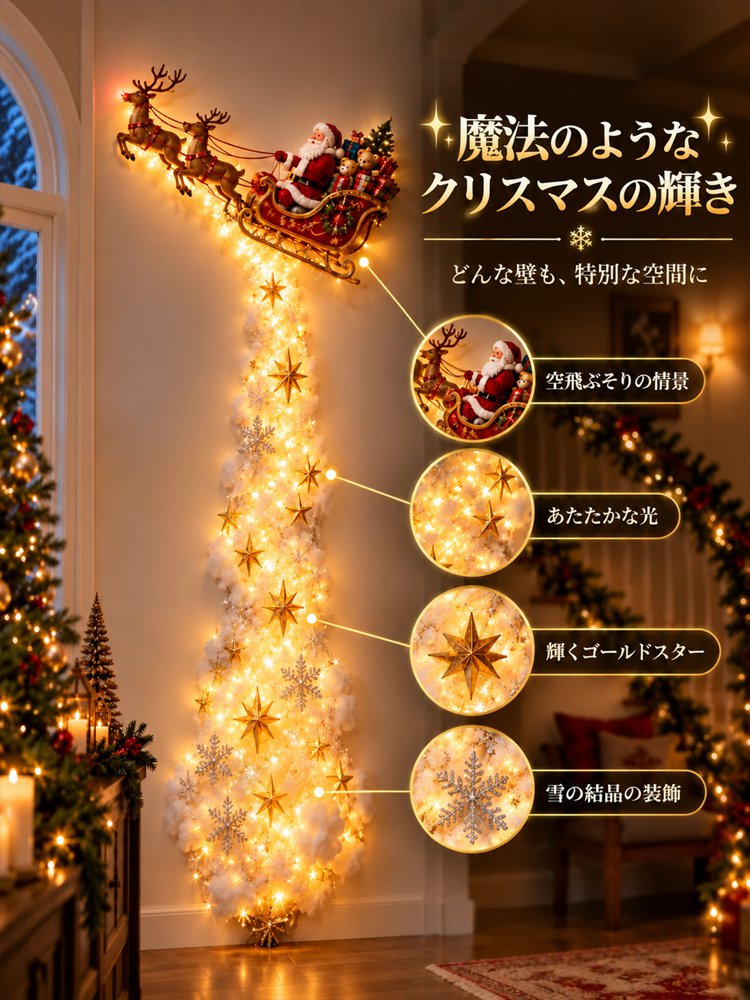 【聖夜を彩る幻想的な光！】 クリスマスウォールライト