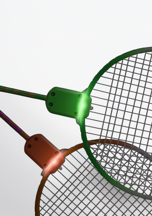 LED内蔵バドミントンラケットのアップ画像
