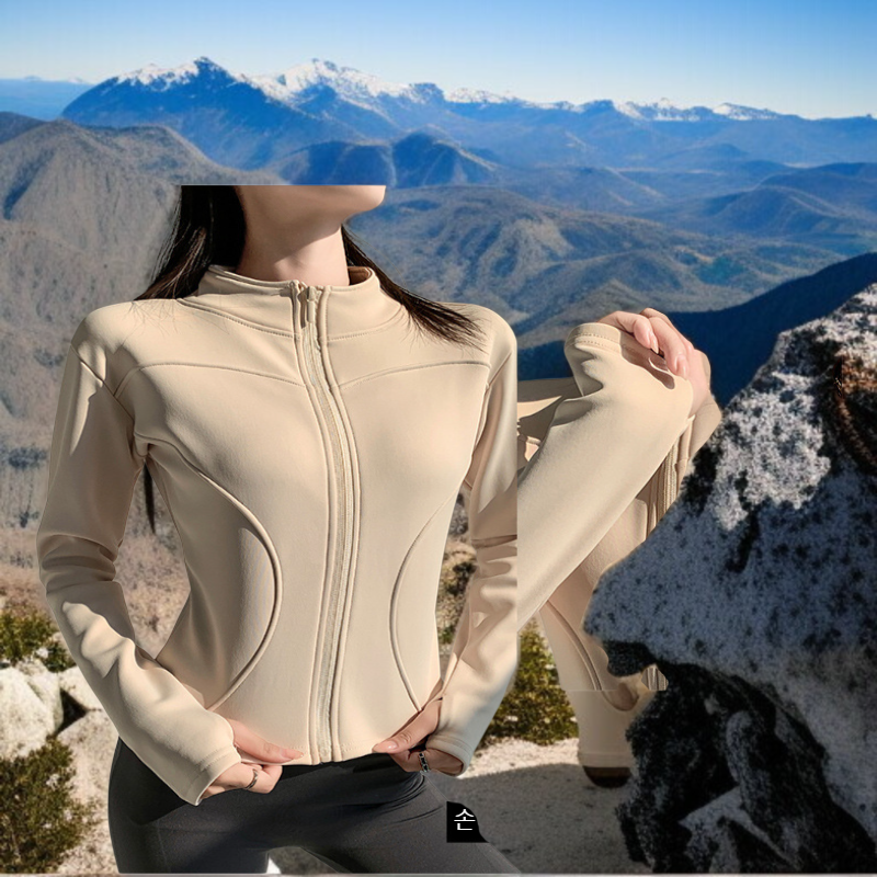 여성 다운 코트 가을 겨울 슬림 상의 긴팔 요가 피트니스 코트 러닝 보온 코트