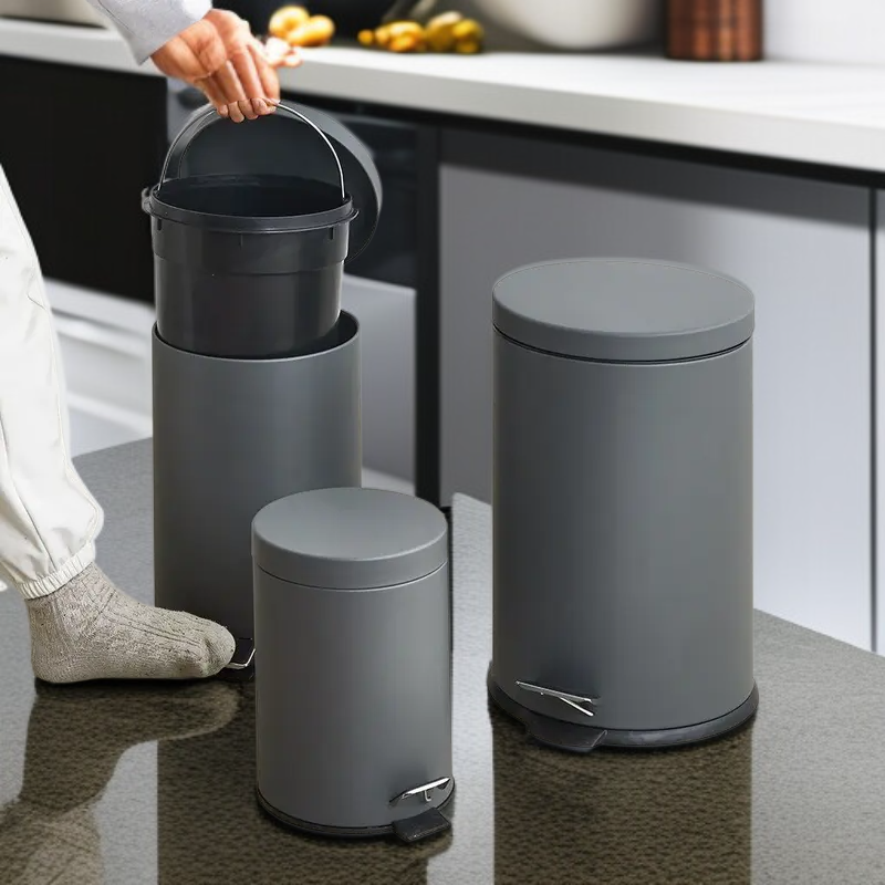 할메이드 인테리어 무소음 원형 페달휴지통 5L