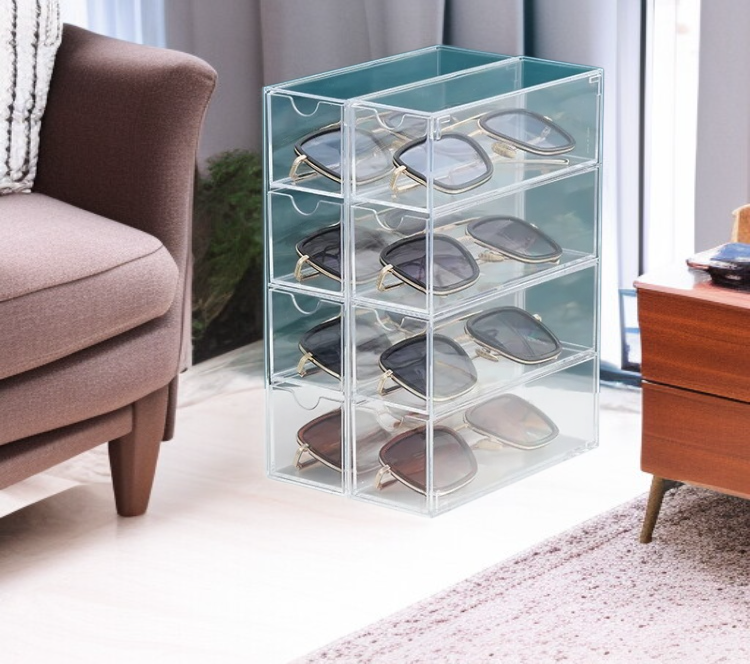 4層引き出し式アクリルメガネケースの全体画像