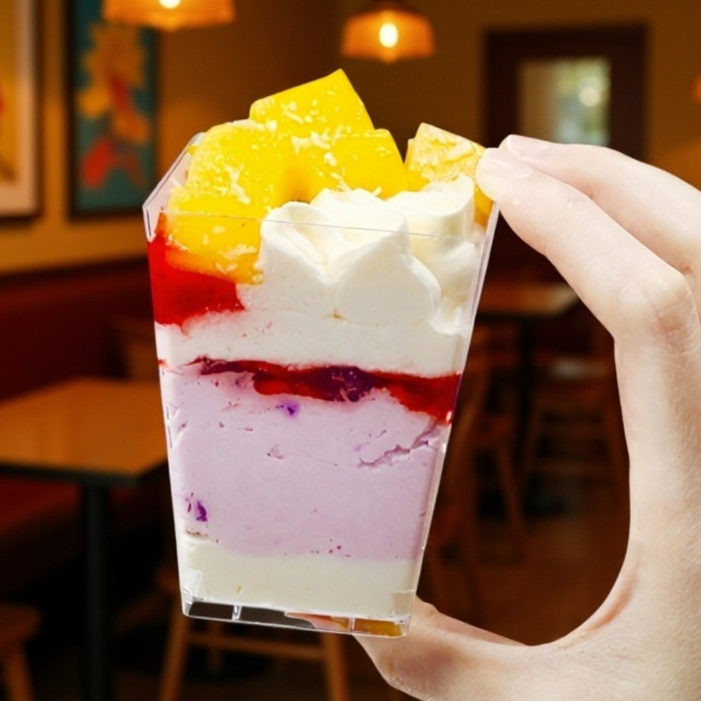 وعاء حلوى شفافة مع ملعقة