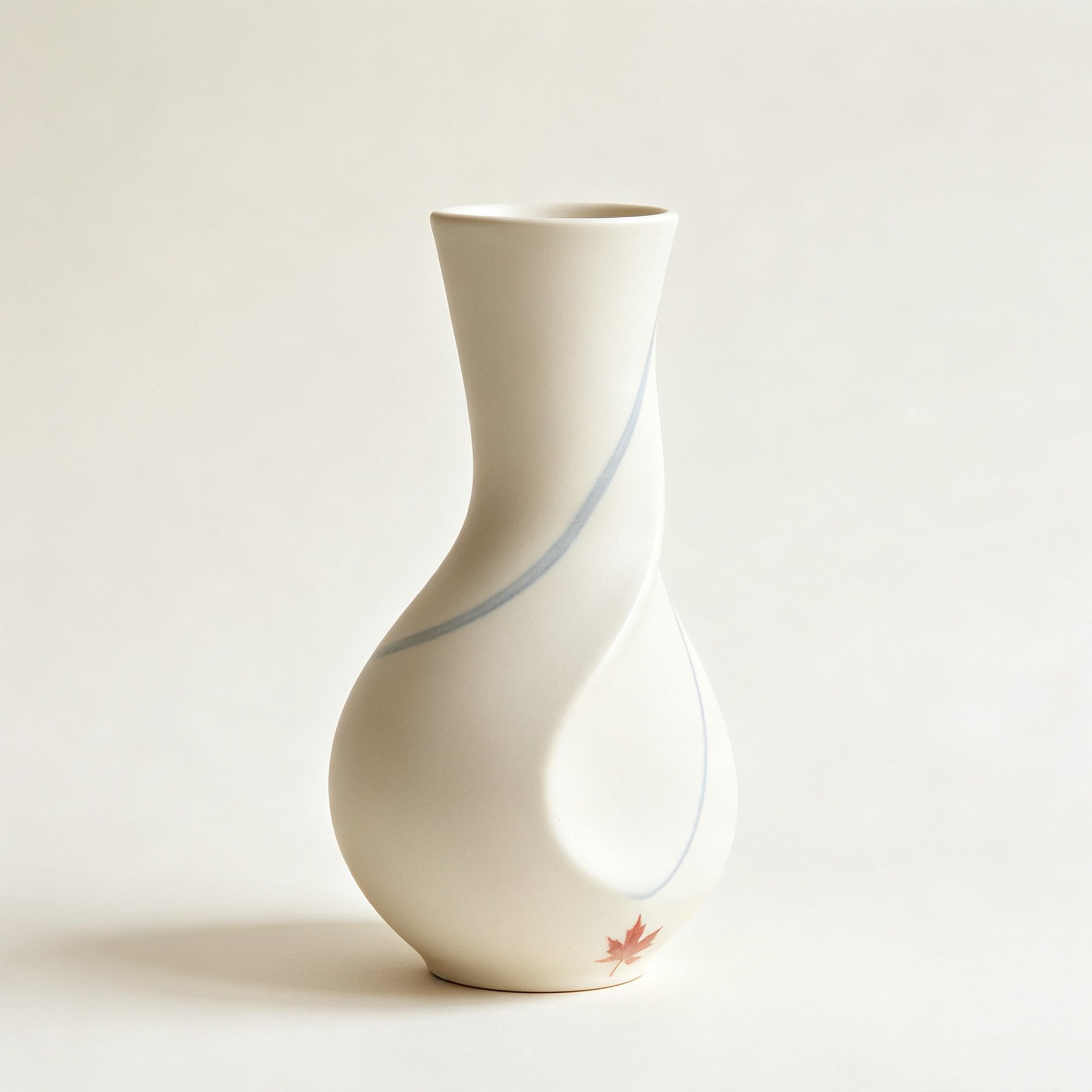 Maple-patterned twisted-neck vase