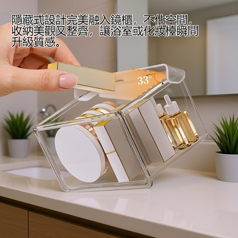 隱藏式鏡櫃抽拉收納盒