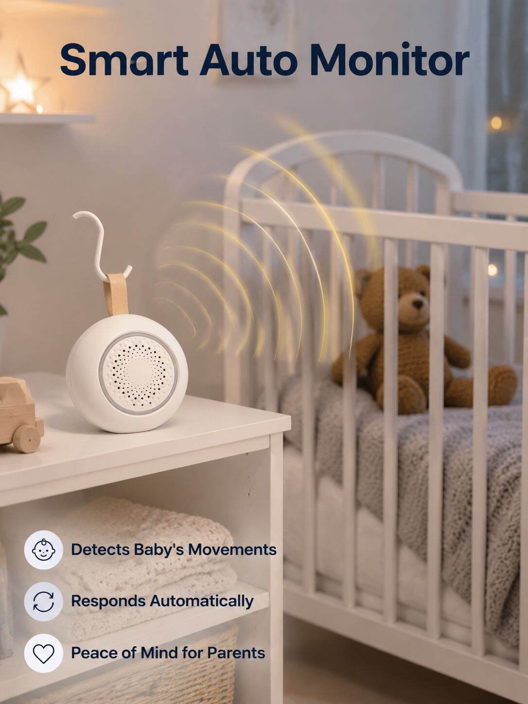 White Noise Sleep Machine Baby Music Soother Auto Sleep Monitor Night Light