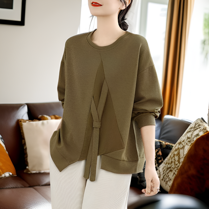 韓国風ゆったり大きいサイズ切り替えスウェット 春新作 レディース