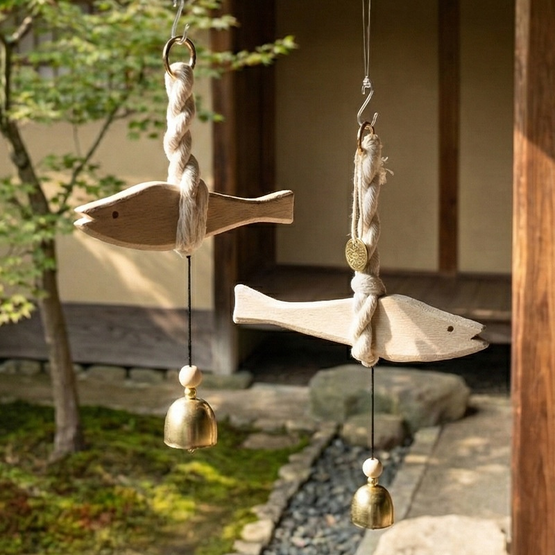 Creative Wooden Fish Wall Decor Bell