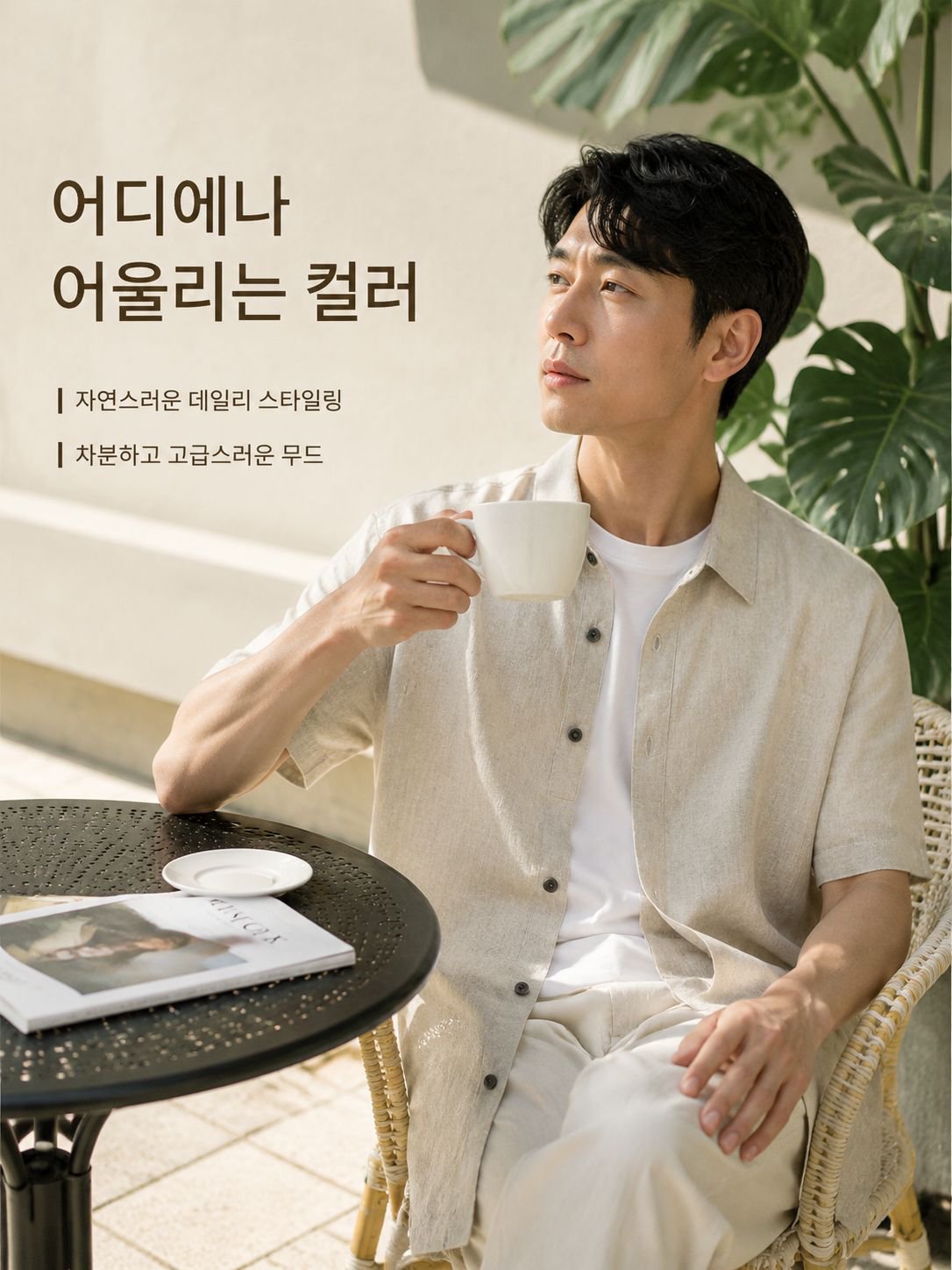 남성용 반팔 셔츠 자연스러운 핏