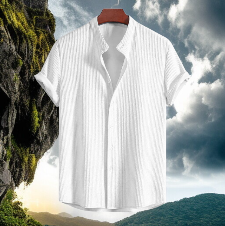 夏のメンズ半袖シャツ 無地 メンズ半袖トップス メンズシャツ