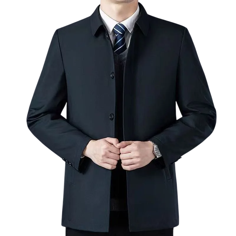 중년 남성용 비즈니스 칼라 자켓 겨울용 두꺼운 점퍼