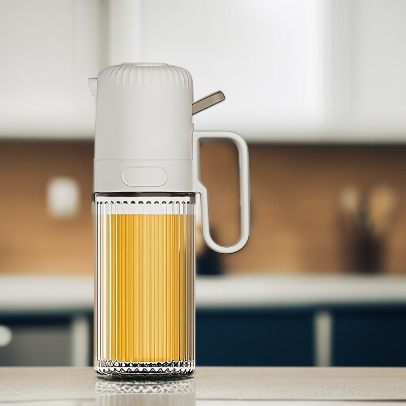 Szklany pojemnik na olej ze spryskiwaczem do organizacji kuchni