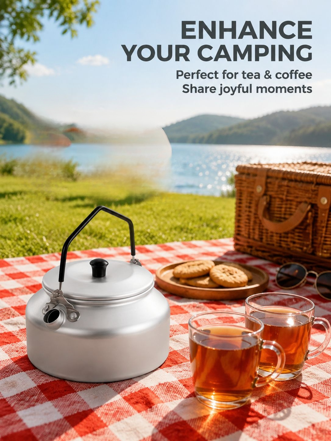 Portable kettle packed in a hiking backpack