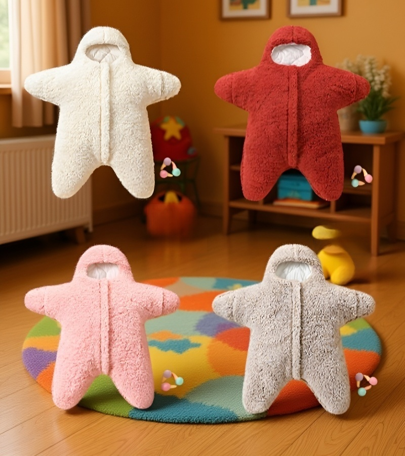 赤ちゃんがヒトデ寝袋おくるみに包まれている様子