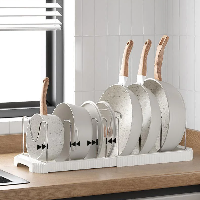 可调式伸缩碗碟锅架厨房台面收纳橱柜厨具置物架