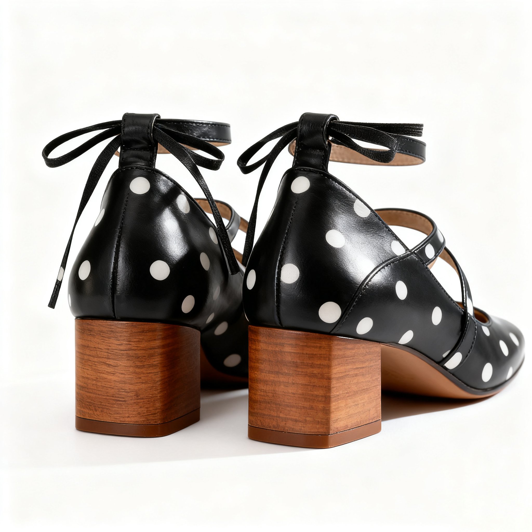 세련된 도트 패턴 여성 가죽 구두 측면 이미지