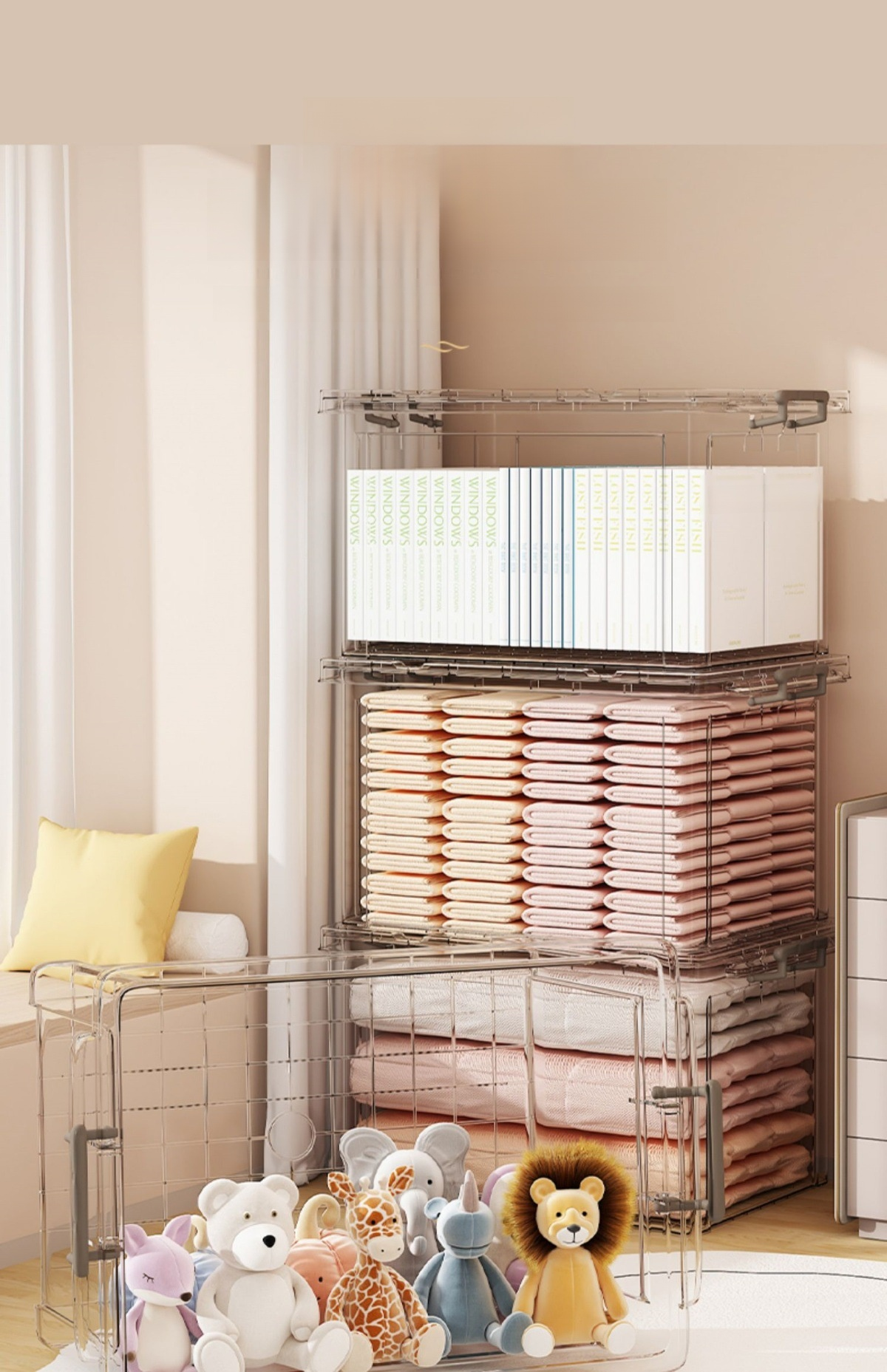 Bac de rangement transparent pour vêtements et accessoires