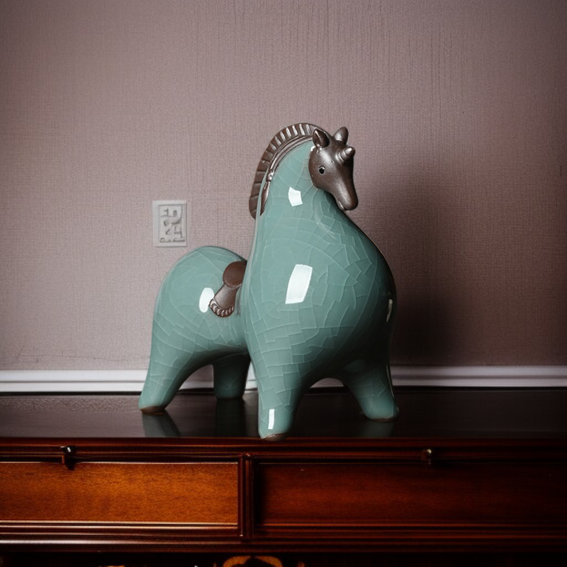 세라믹 탕 말 조각상