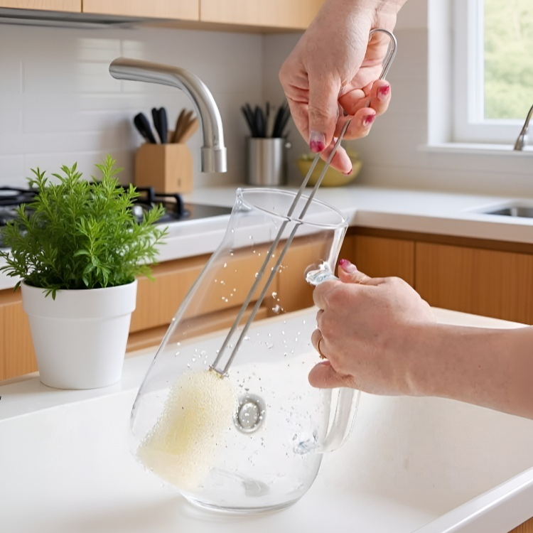  304스테인리스 교체 가능한 무사각 롱핸들 컵 브러쉬