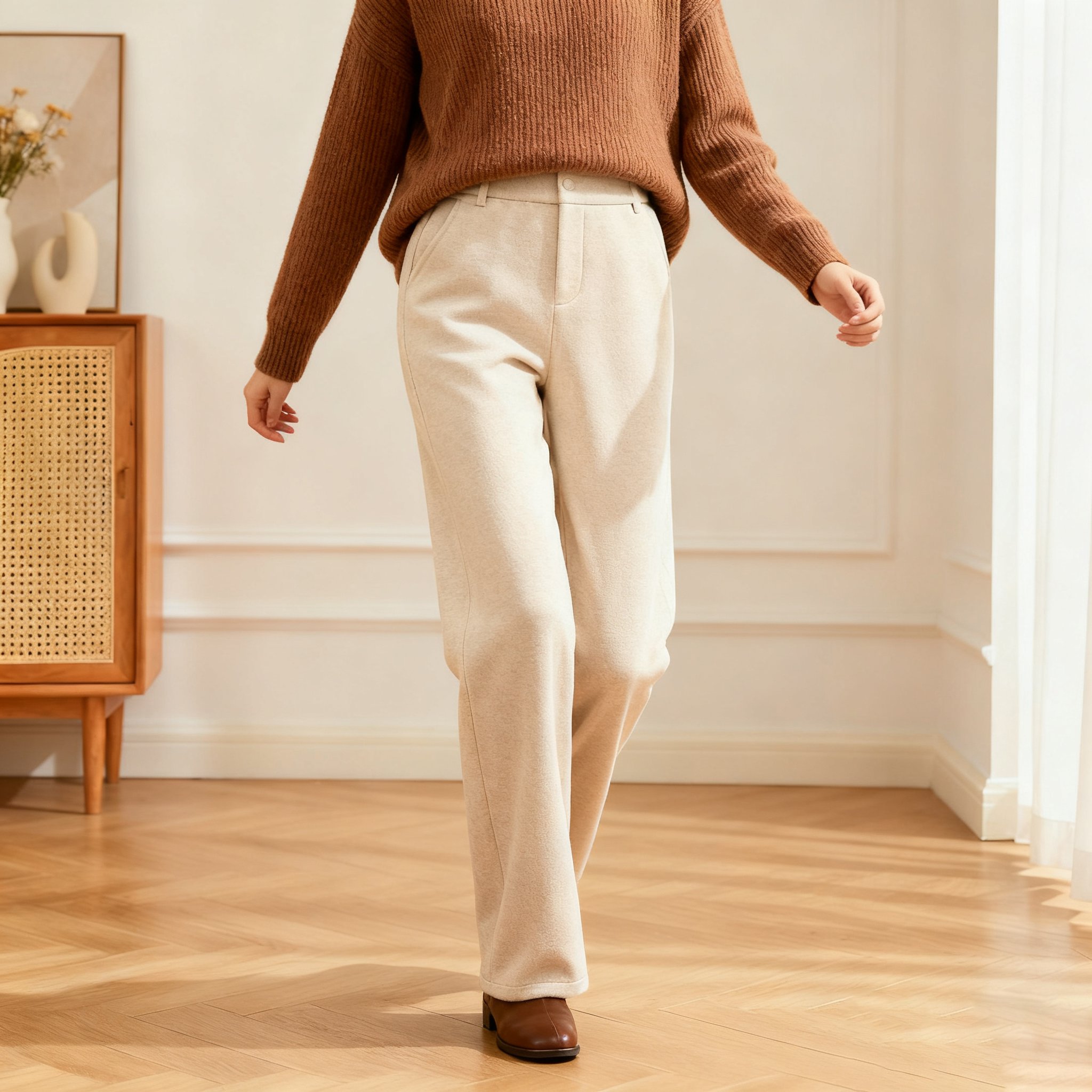 여성 캐주얼 스트레이트 슬랙스