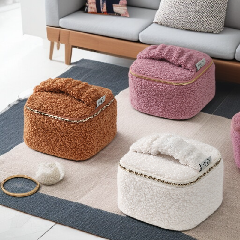 Beliebte Schmuckschatulle aus Lammsamt, multifunktionale Kosmetiktasche, Schmucktasche, tragbare und