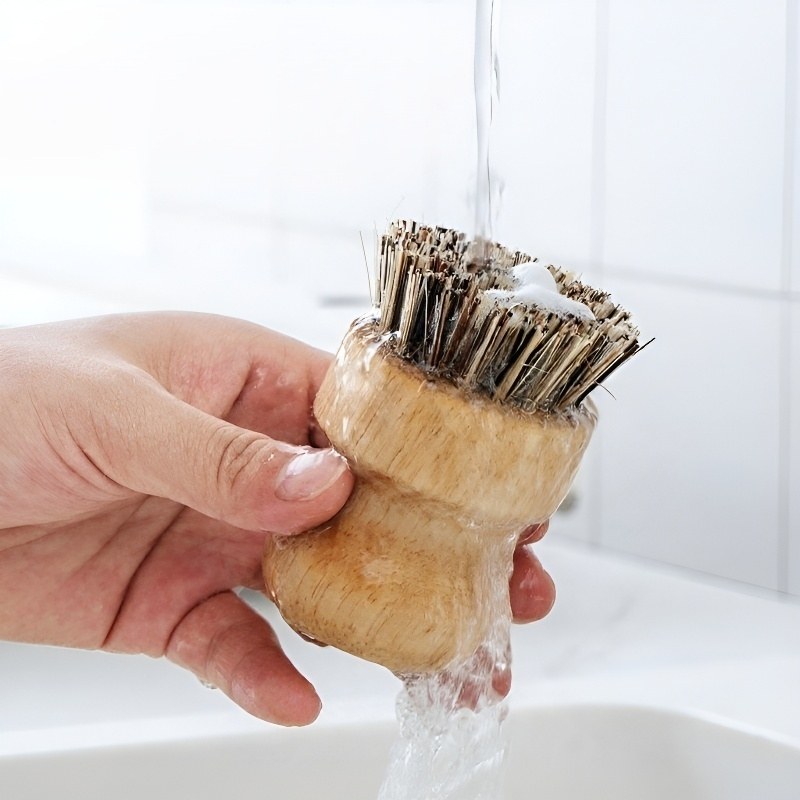 가정용 코코넛 그릇 수세미 다용도 주방 청소 도구 짧은 손잡이 천연 식물 오염 제거 브러시 설거지 브러시