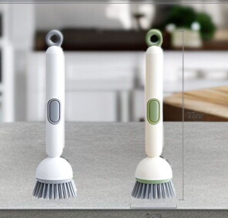 キッチン液体鍋ブラシ 長い柄 回転式ブラシ 家庭用掃除ブラシ ワイヤーボール交換用