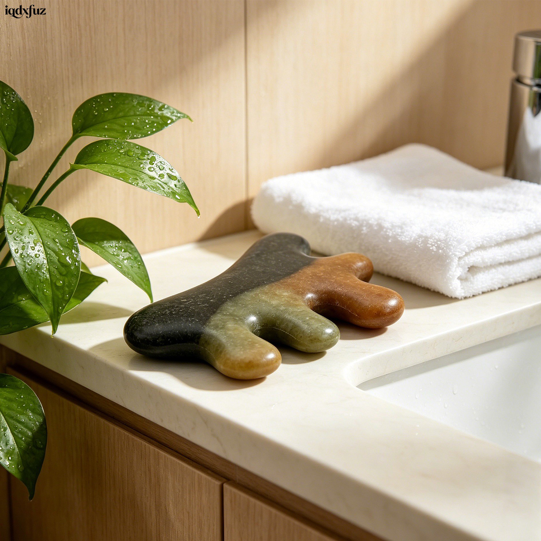 Close-up of premium jade Gua Sha tools for skincare