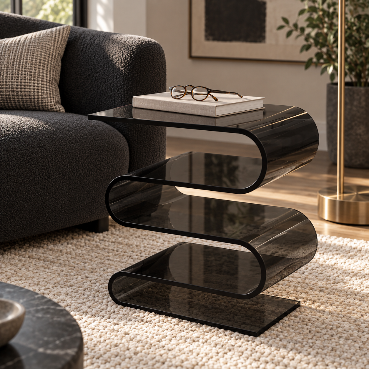 Transparenter Sofatisch für das Schlafzimmer