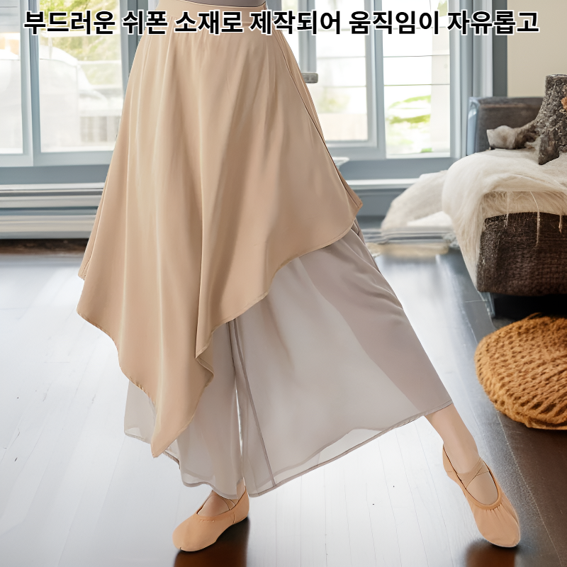 현대무용 쉬폰 스커트 팬츠 여성