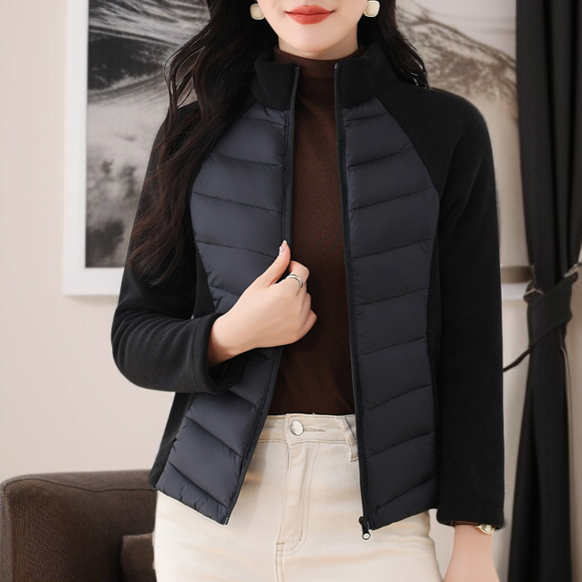 여성 아웃도어 패딩 화이트 슬림 트레이닝 아우터 하이넥 구속 없는 패딩