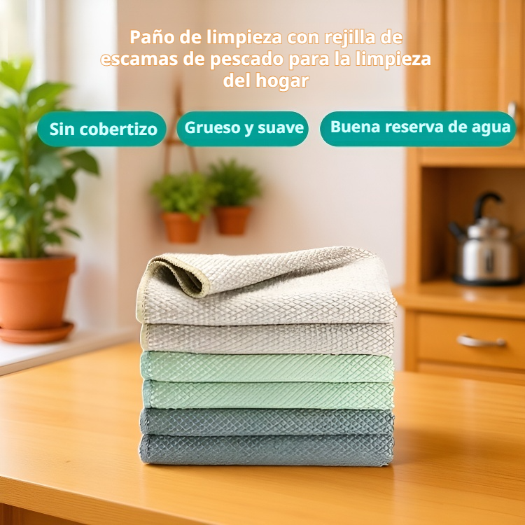 Paño de limpieza absorbente con diseño de escamas de pescado