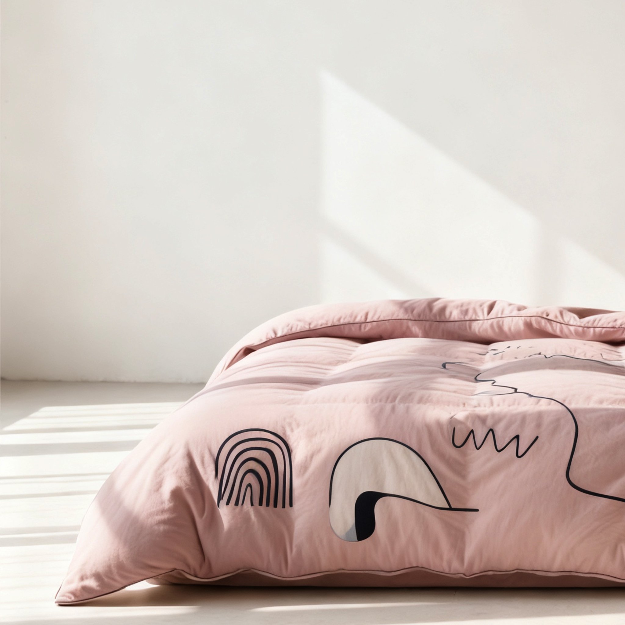 프리미엄 천연 코튼 이불의 가까이 촬영된 질감