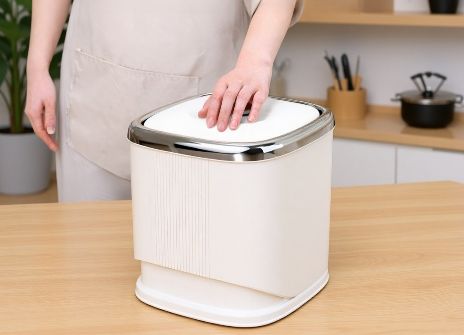 お米を簡単に注げる米びつの注ぎ口