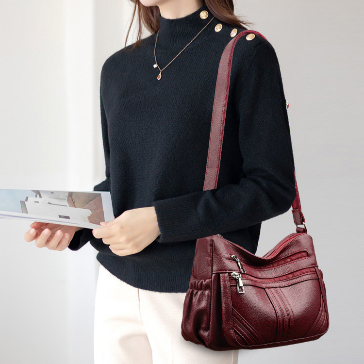 おしゃれなソフトレザー大容量仕切り付きレディースバッグ ショルダー＆斜め掛けバッグ
