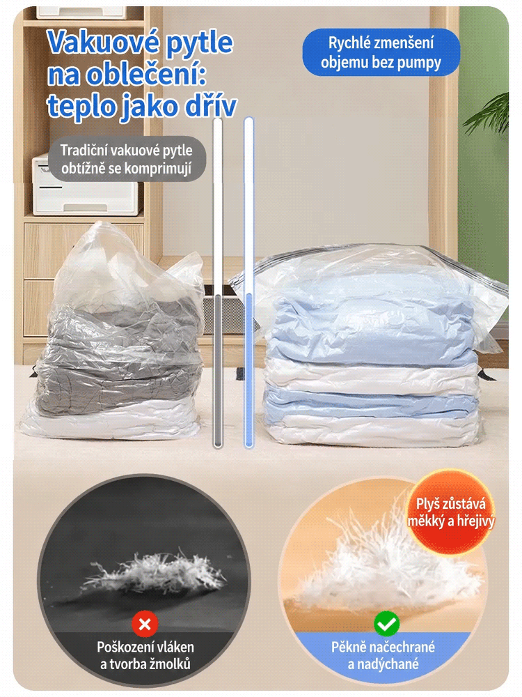 Zesílený 3D samouzavírací úložný vak bez nutnosti odsávání vzduchu