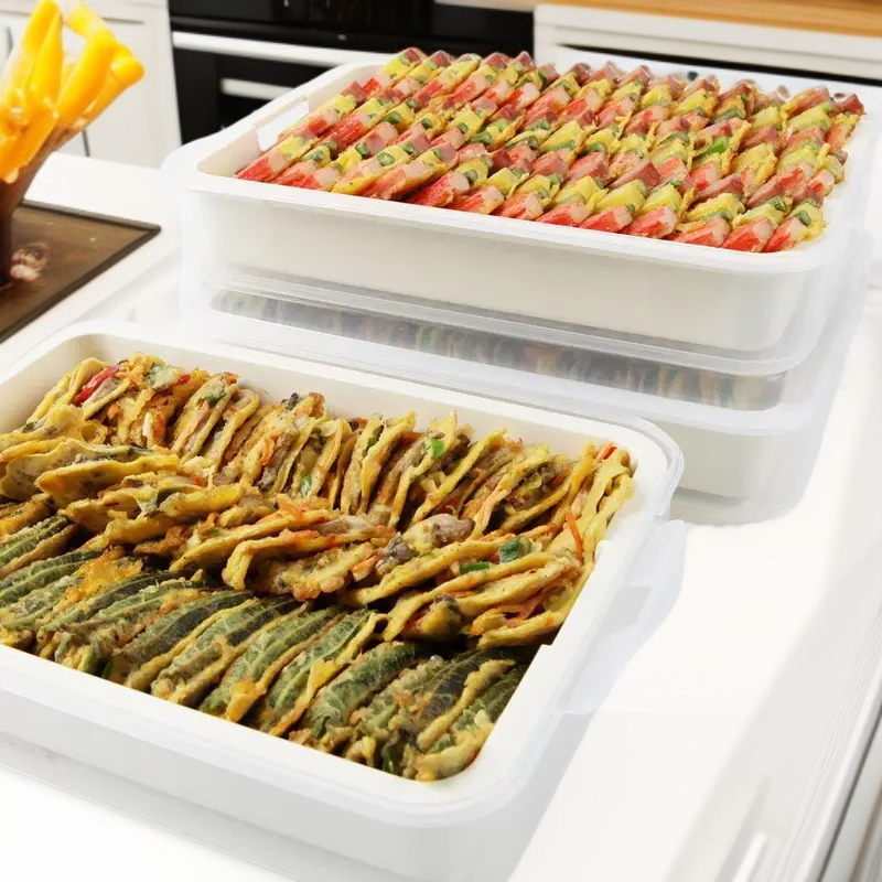 Airtight Grain Heating Plastic Container with Fruit Lid for Refrigerator Storage