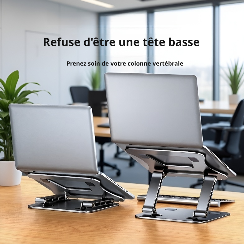 Support d’ordinateur en acier carbone, pliable, surélevé, pour bureau, avec ventilation