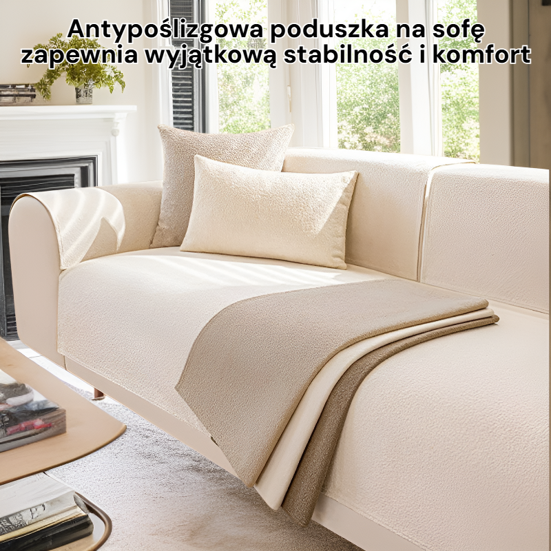 Antypoślizgowa poduszka na sofę, całoroczna, z tkaniny kremowej