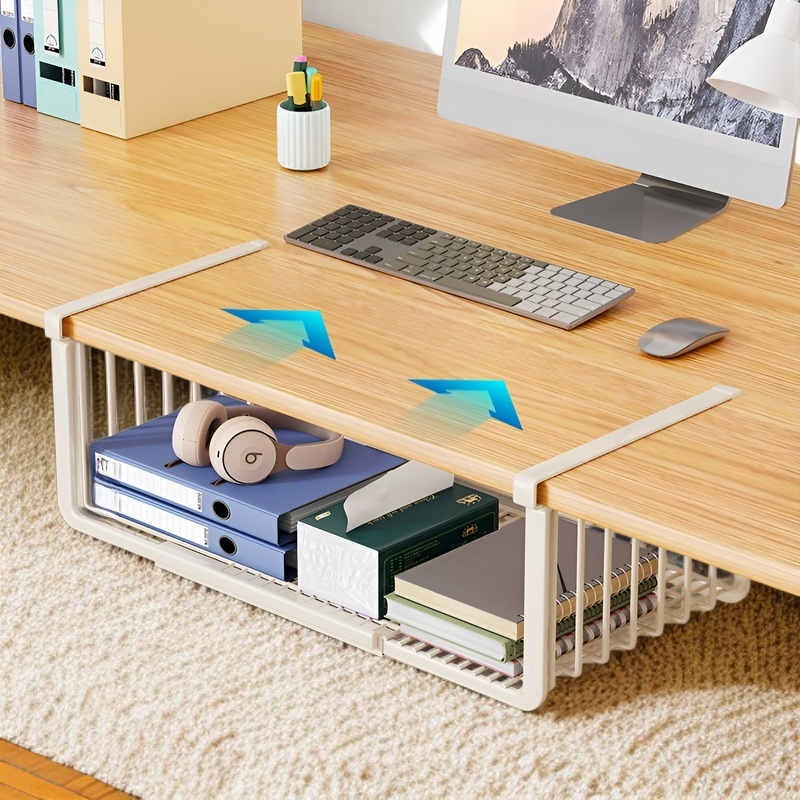 책상 밑 걸이 바구니 책상 옆 행잉 수납선반 슬라이드 수납박스 책상 옆 정리 아티팩트