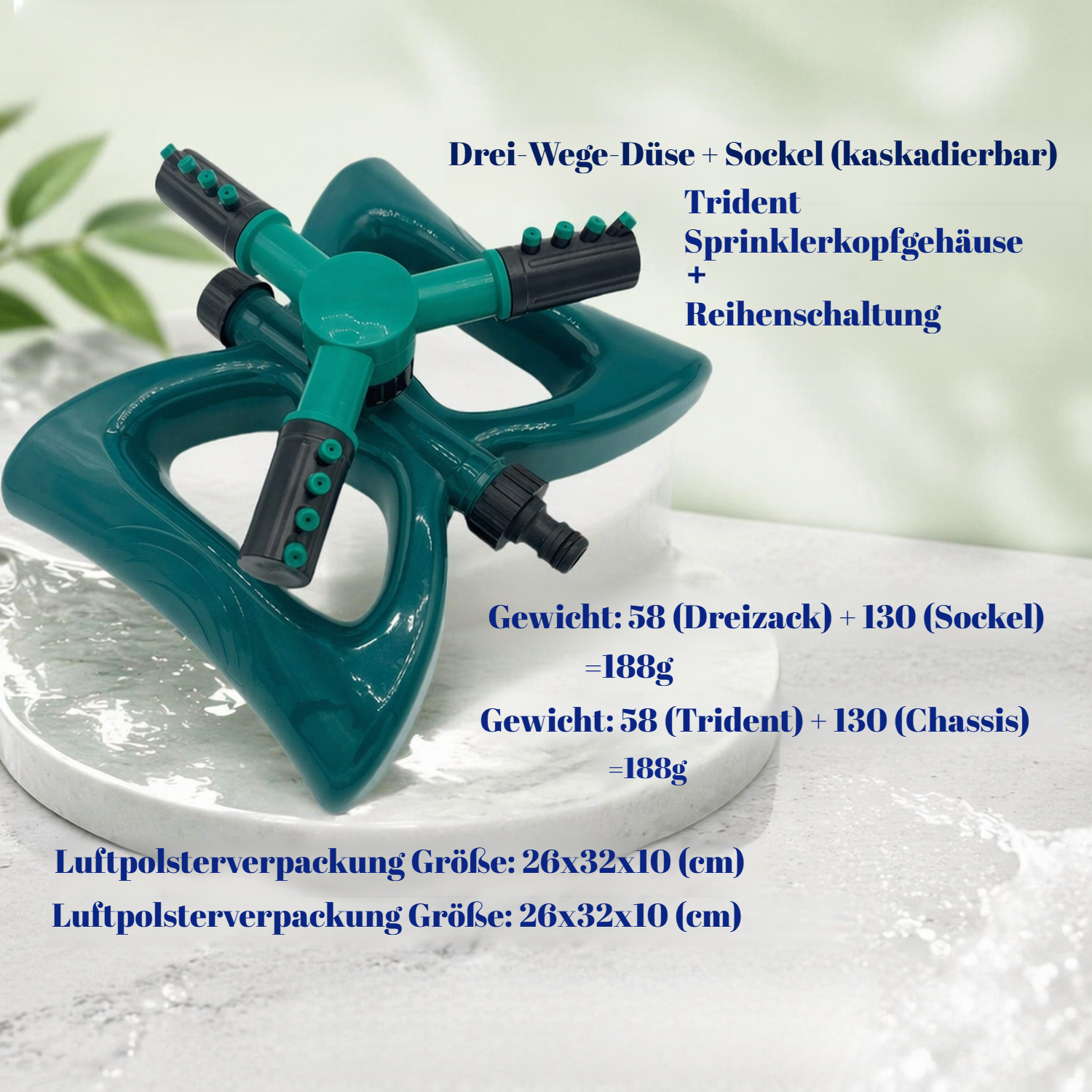 Automatischer rotierender Dreifach-Gartenbewässerungssprinkler für Haushalt und Landwirtschaft