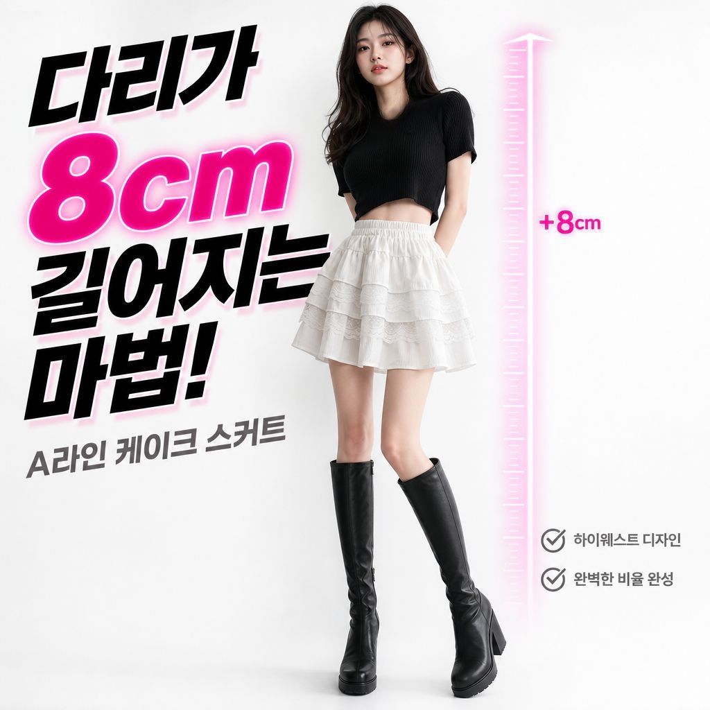 소녀풍 케이크 스커트 하이웨스트 슬림 A라인 스커트