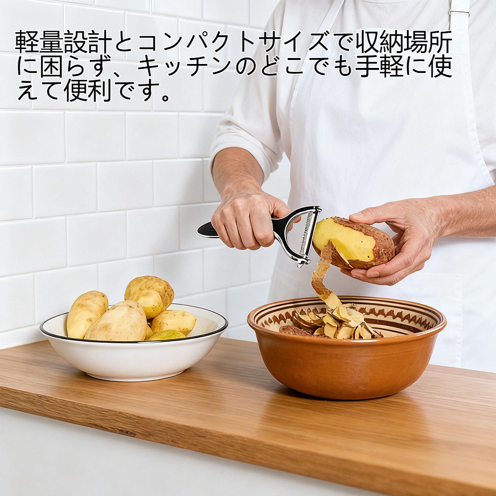 滑りにくいハンドルのピーラー使用例