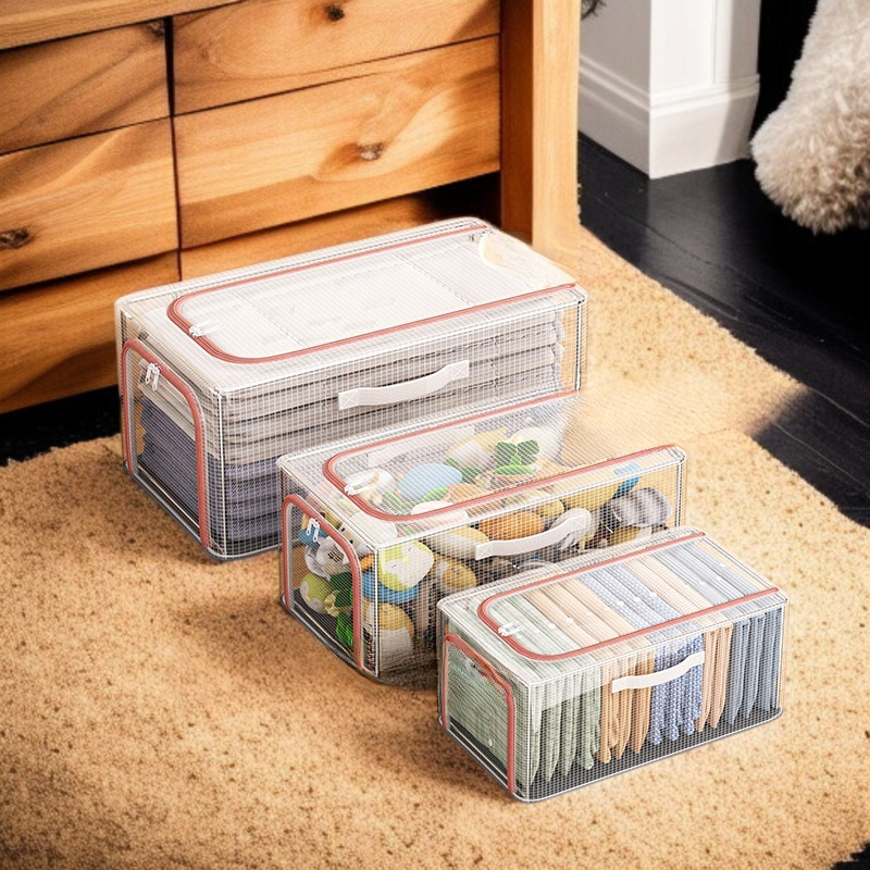 Caja de almacenamiento de ropa de malla de PVC transparente