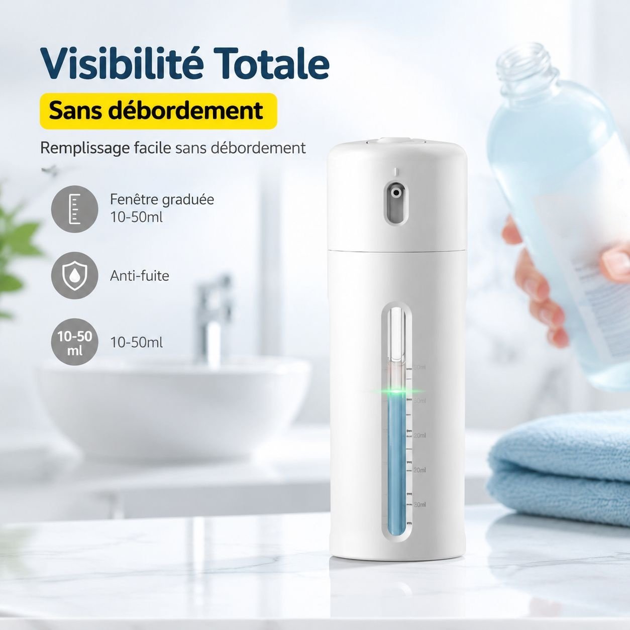 Set de 4 flacons doseurs à pompe pour soins, compatibles bagage cabine