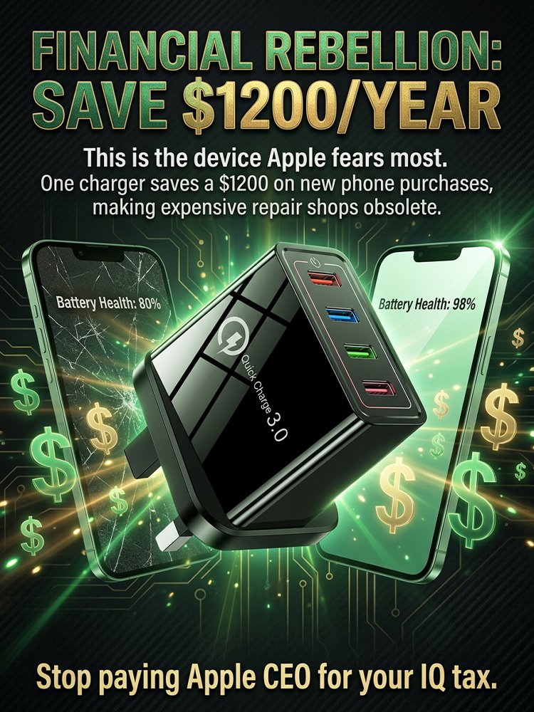Triple Your Phone Lifespan. Smart 4-Port Charger. Pro Power Tech. 50% Off Today.
