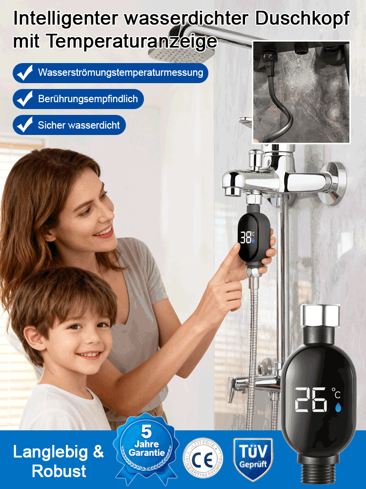 Intelligentes Duschthermometer mit wasserdichter Anzeige