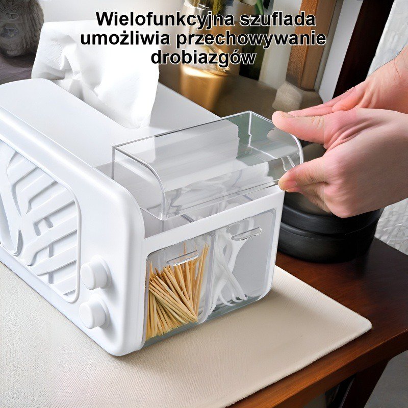 Gładkie pudełko na chusteczki z wielofunkcyjną szufladą