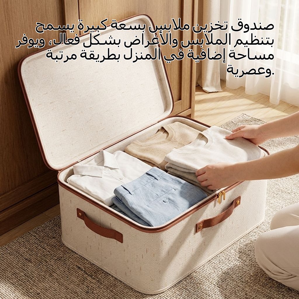 صندوق تخزين ملابس قابل للطي بسعة كبيرة، مصنوع من قماش القطن والكتان