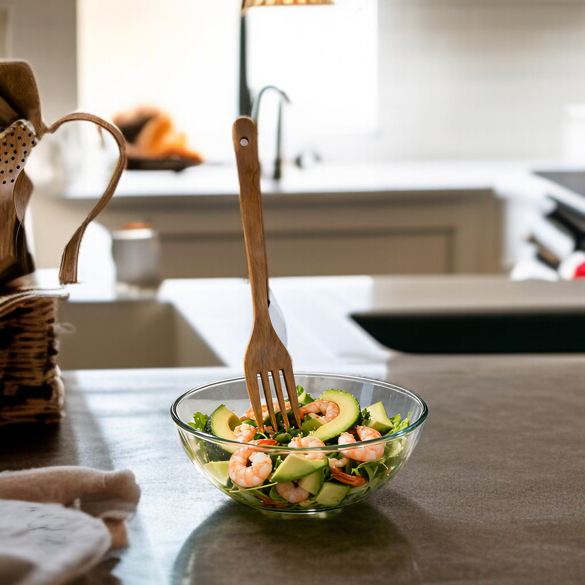 Kit de cuillères en bois GL avec fourchette et spatule pour la cuisine