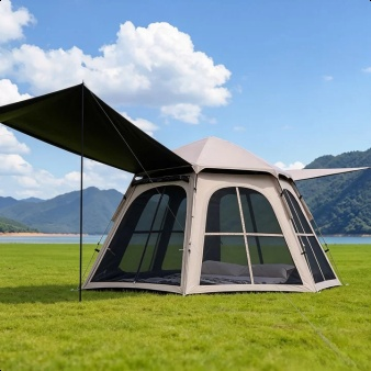 Hexagonal Thickened Blackout Tent 3-5 Person Portable Foldable Outdoor Canopy 2-in-1